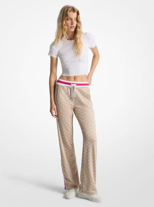 Logo Jacquard Knit Side-Snap Track Pants