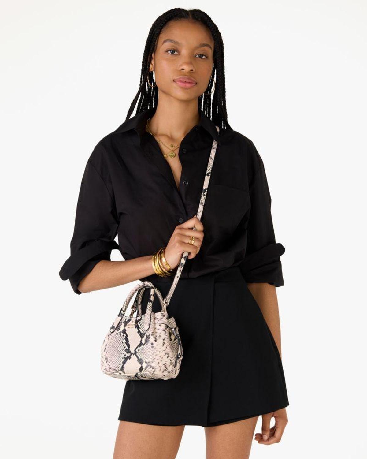 Dumpling Snake Embossed Mini Satchel