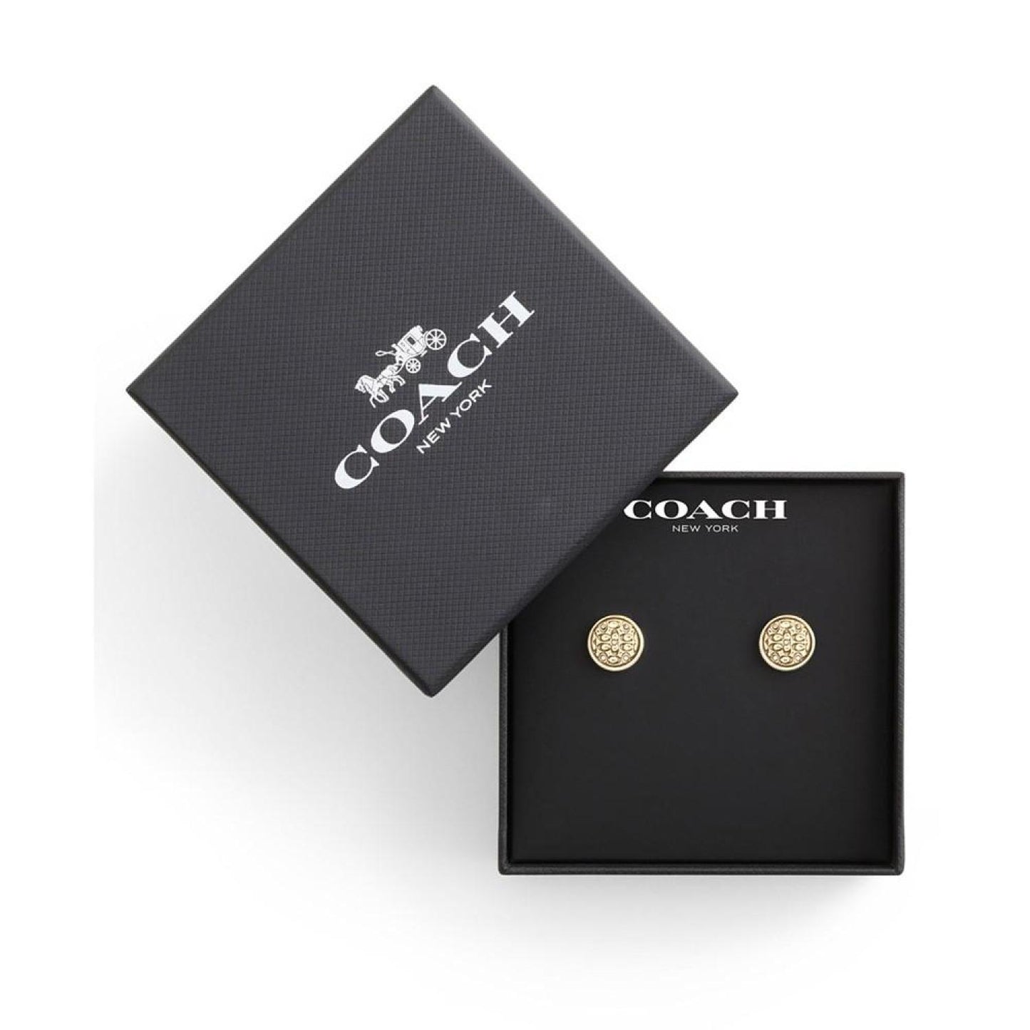Faux Stone Signature Quilted Coin Boxed Stud Earrings