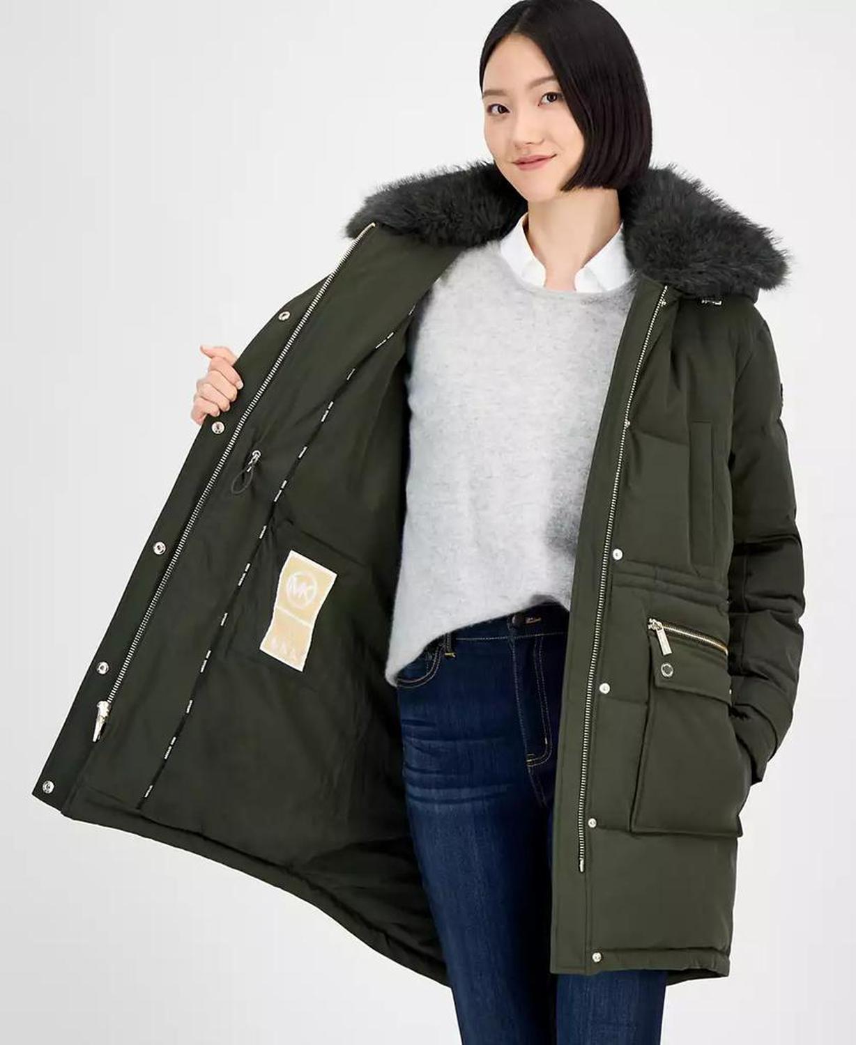 Women's Faux-Fur-Trim Hooded Puffer Coat