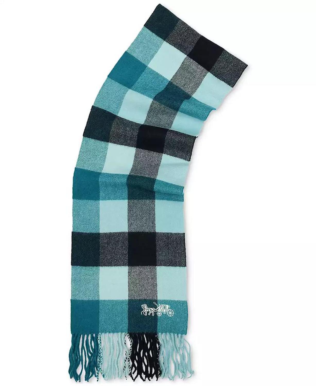 Women's Wool Checkered Fringe-Trim Scarf