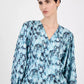 Women's Faux-Wrap Buttoned-Cuff Top