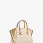 Avril Small Logo Jacquard and Metallic Leather Satchel