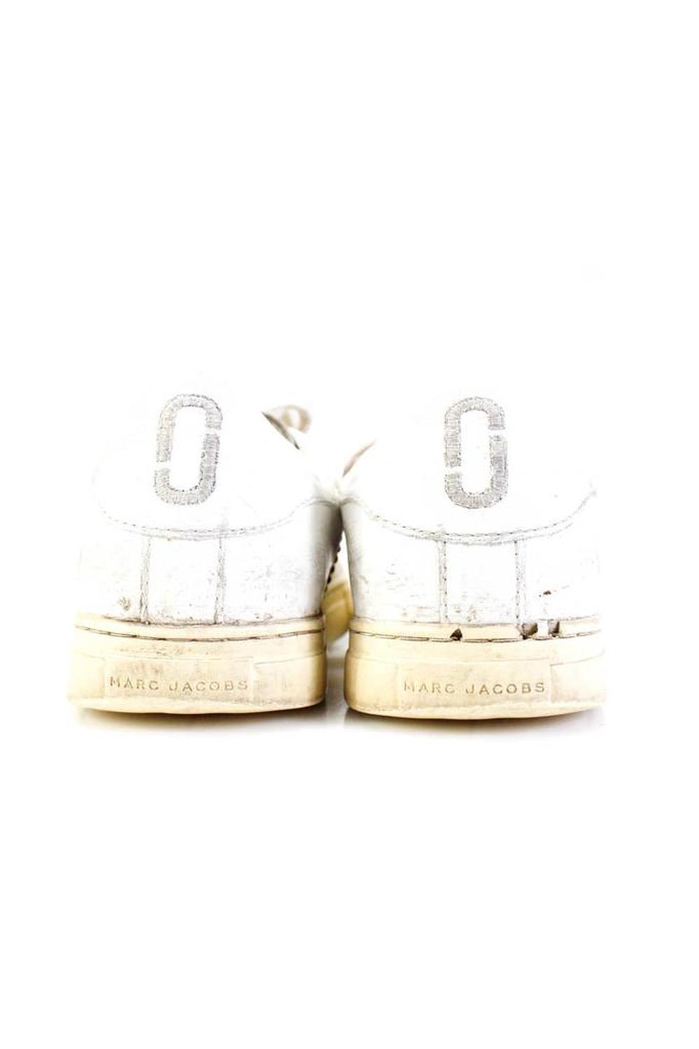 Marc Jacobs Womens Round Neck Lace Up Embellish Rubber Sole Sneaker White
