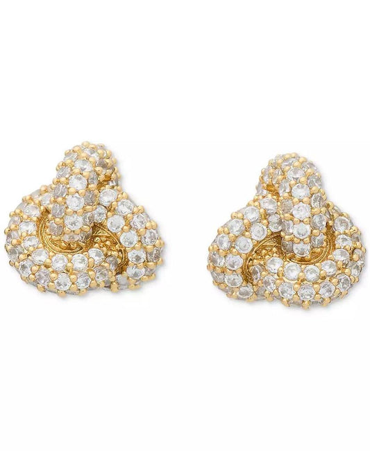 Gold-Tone Pavé Double Knot Stud Earrings