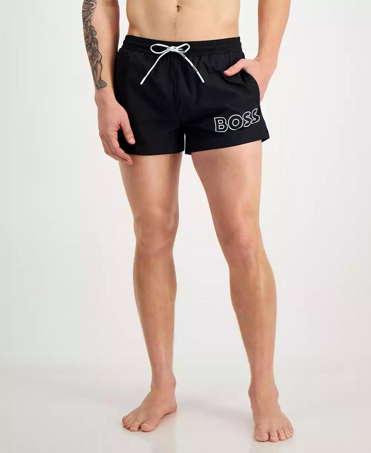 Men's 3" Mooneye Outlined Logo Drawstring Swim Trunks