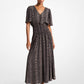 Snake Print Crepe Midi Dress