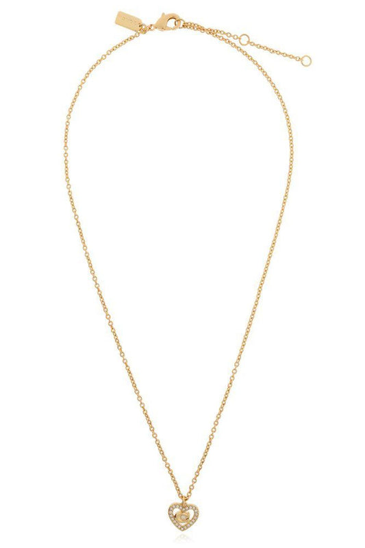 Coach Embellished Heart Pendant Necklace