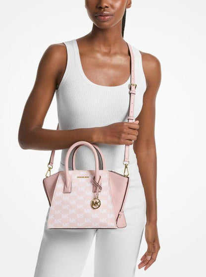 Avril Small Signature Logo Jacquard Satchel