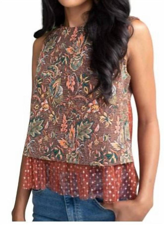 Jacquard Sleeveless Top In Brown