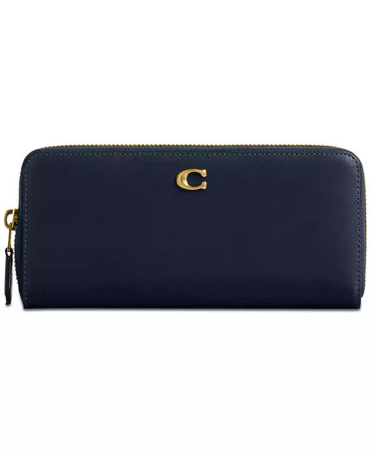 Slim Accordion Leather Zip-Around Wallet