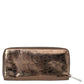 Michael Kors Metallic Gold Leather Jet Set Zip Around Wallet