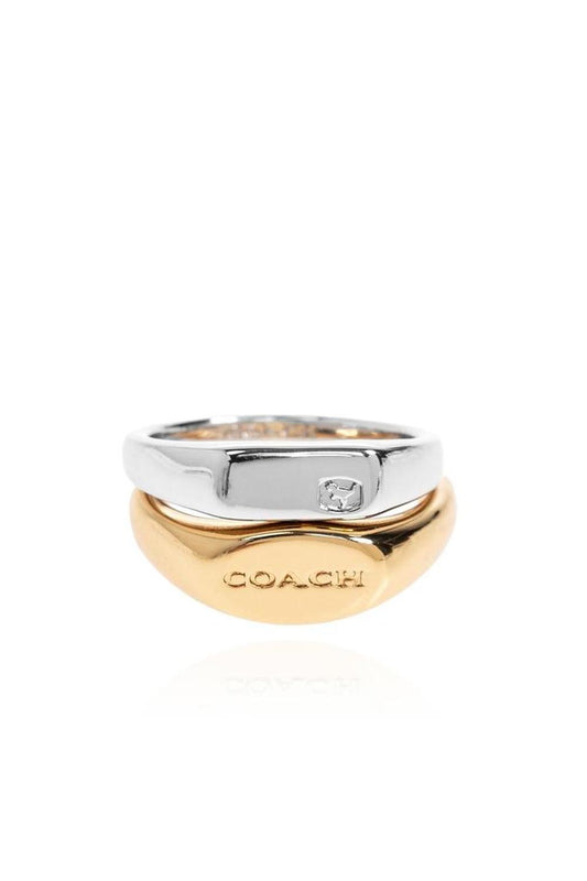Coach Logo Engraved Set Of Two Rings