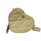 Women's Heart Small Quilted Leather Crossbody Bag Purse In Beige