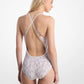Floral Lace Stretch Nylon One-Piece Swimsuit