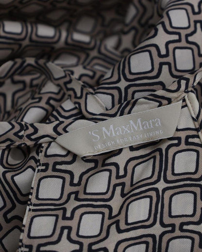 'S Max Mara Printed Dress in Beige Silk