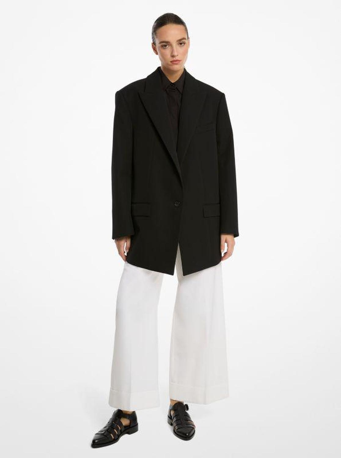 Oversized Wool and Cotton Gabardine Blazer