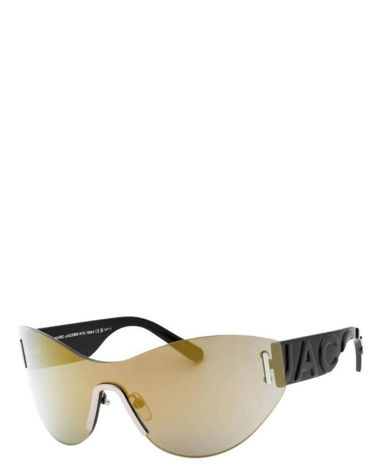 Women's Rimless Shield Acetate Sunglasses In Gold Black/grey Bronze