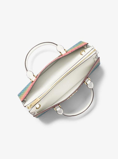 Sheila Medium Rainbow Signature Logo Satchel