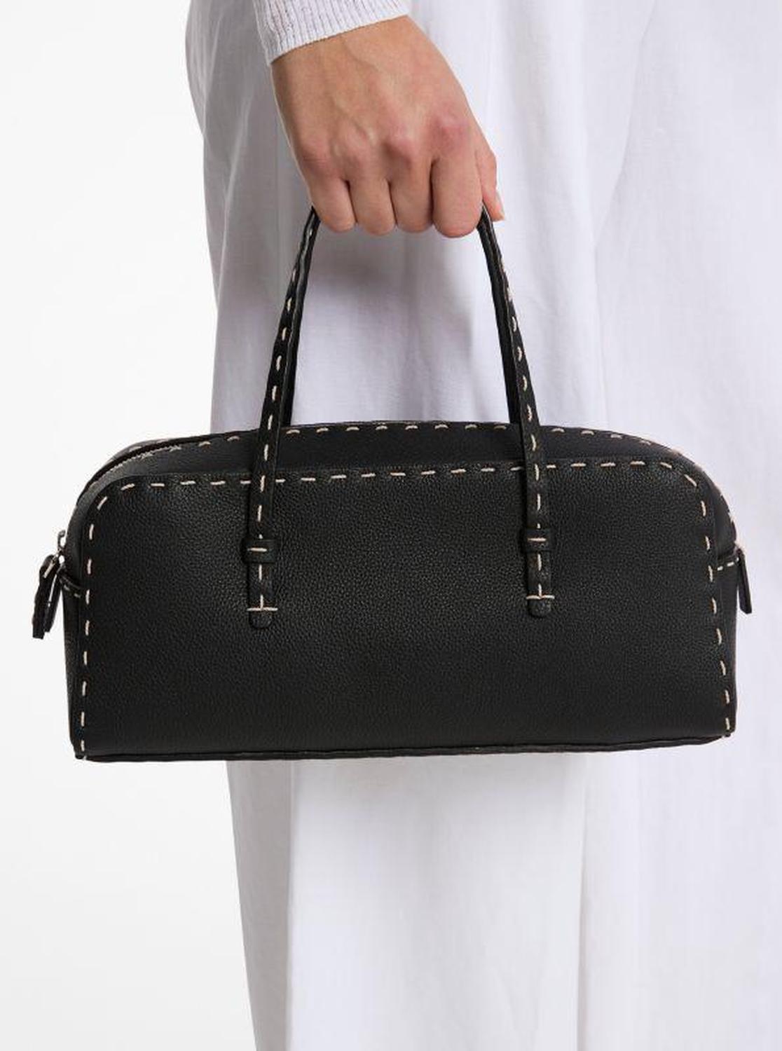 Roberta Hand-Stitched Pebbled Leather Satchel