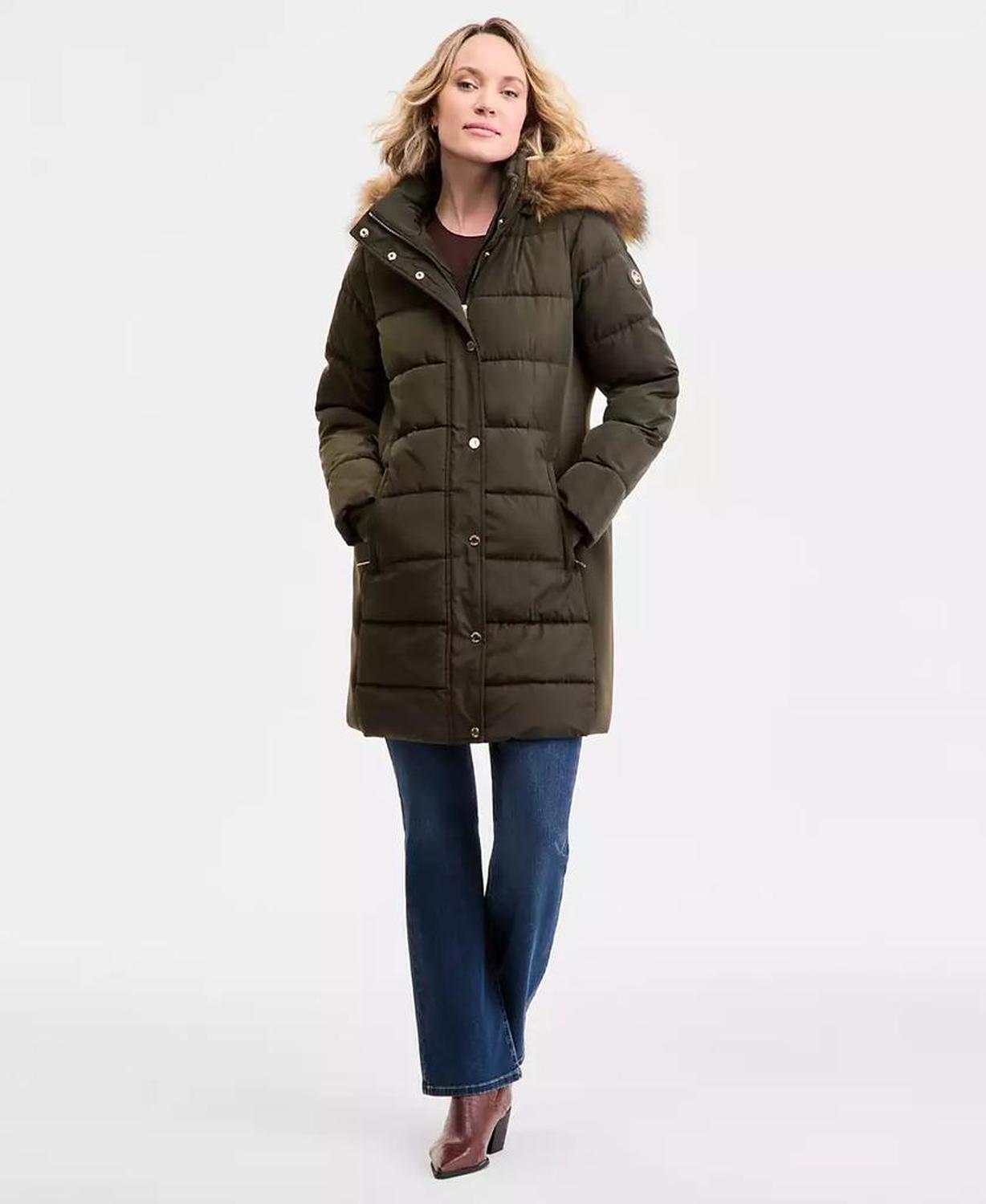 Women's Faux-Fur-Trim Hooded Puffer Coat, Exclusively at Macy's