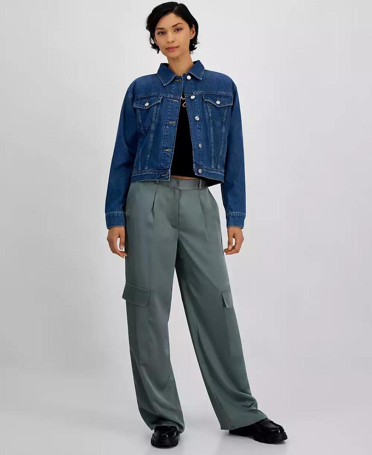 Women's Cropped Cotton Denim Jacket
