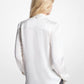 Satin Fringed Tie-Neck Blouse