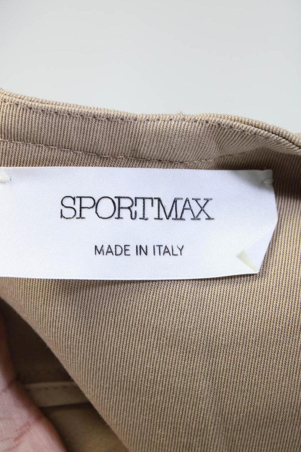 Sportmax Womens Cotton Button Up Belted Short Sleeve Coat Jacket Khaki