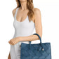 Scarlett Medium Woven Leather East West Satchel