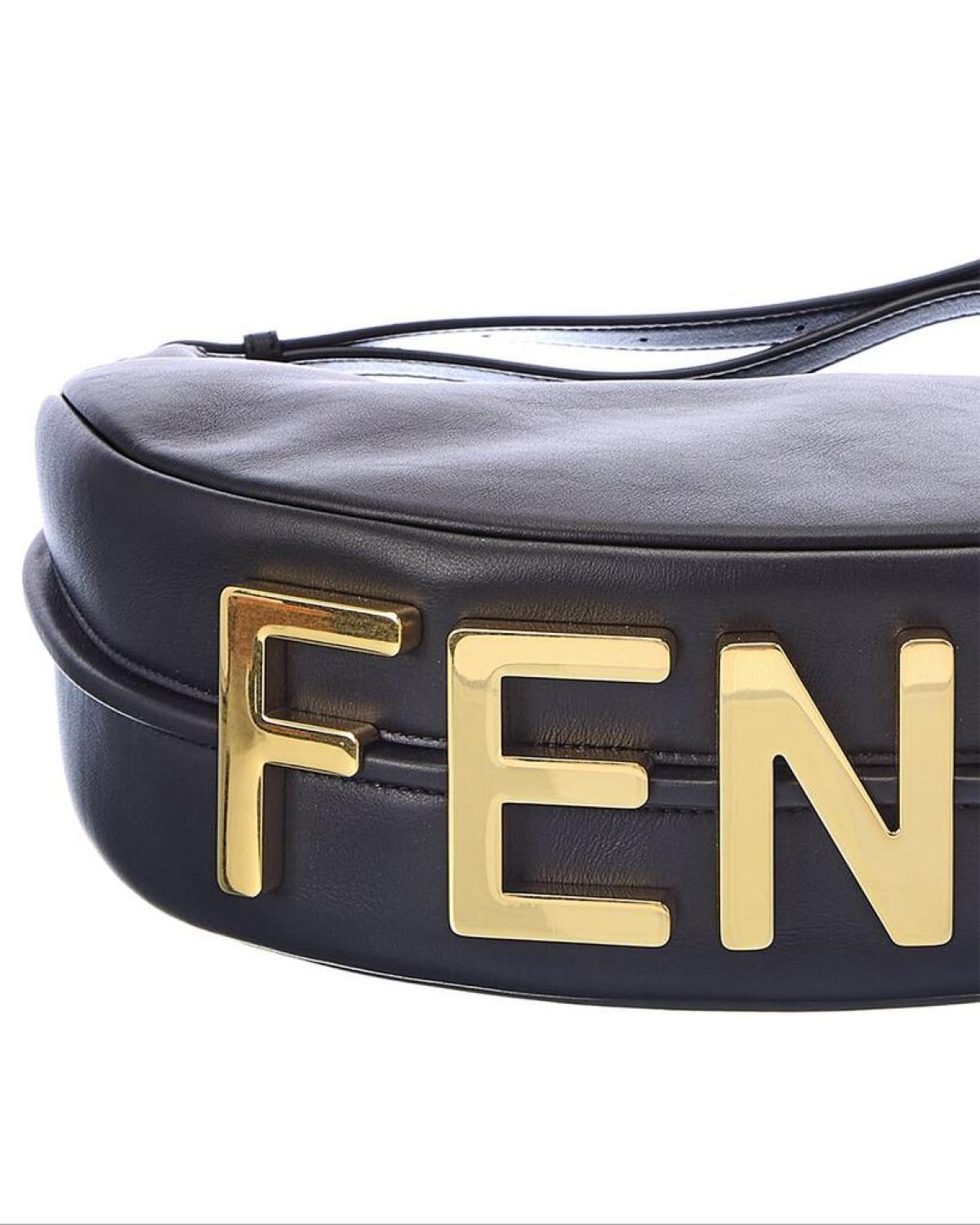 FENDI Fendigraphy Small Leather Hobo Bag
