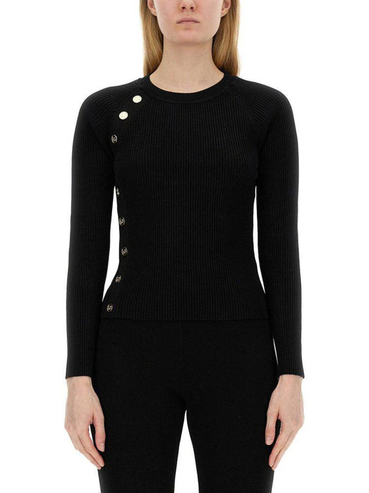 Michael Michael Kors Logo Plaque Ribbed-Knit Top