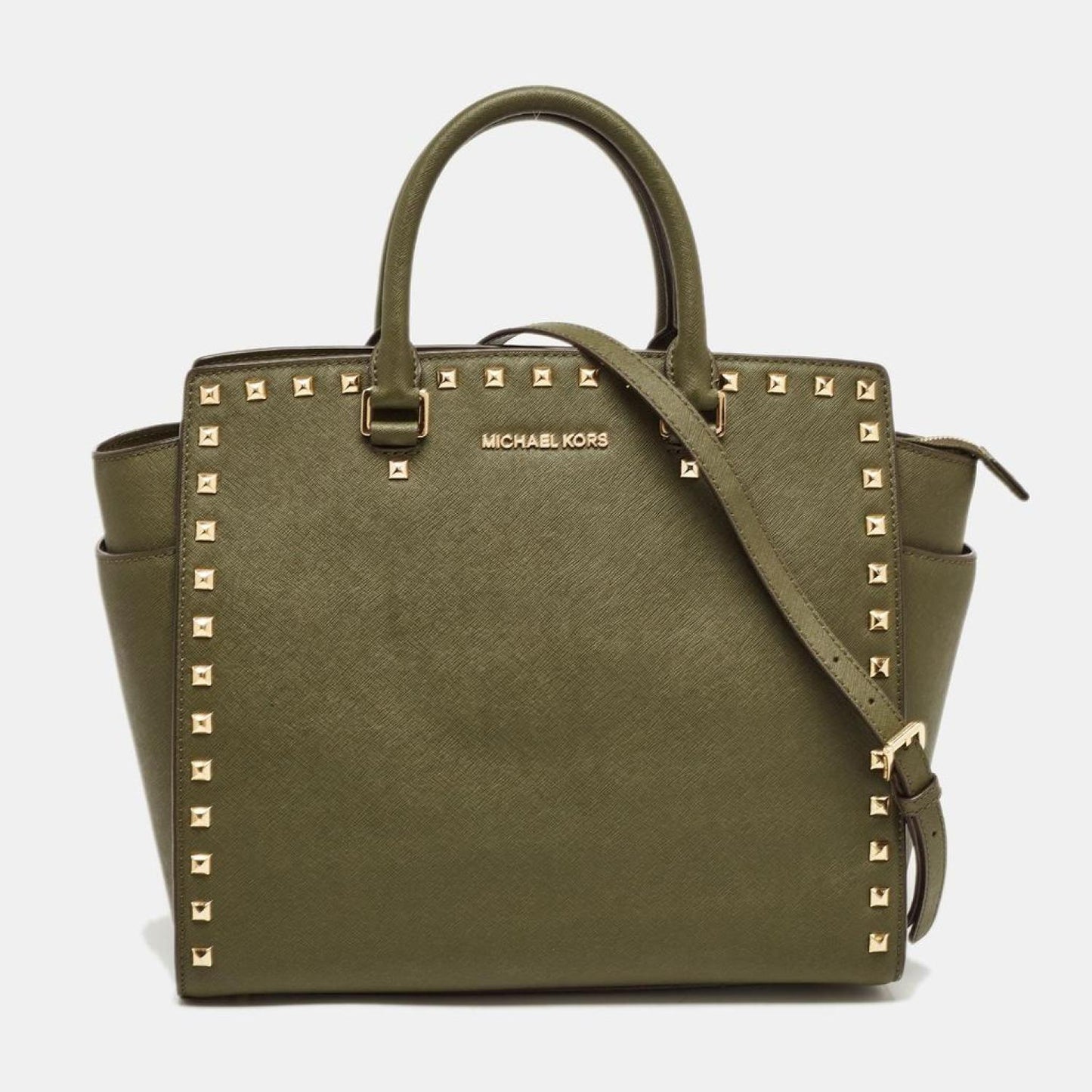 Michael Kors Studded Leather Large Selma Satchel