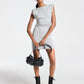 Cotton Blend Ruched Mini Dress