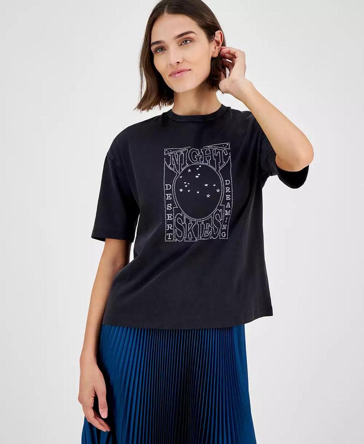 Women's Cotton Embellished-Graphic T-Shirt