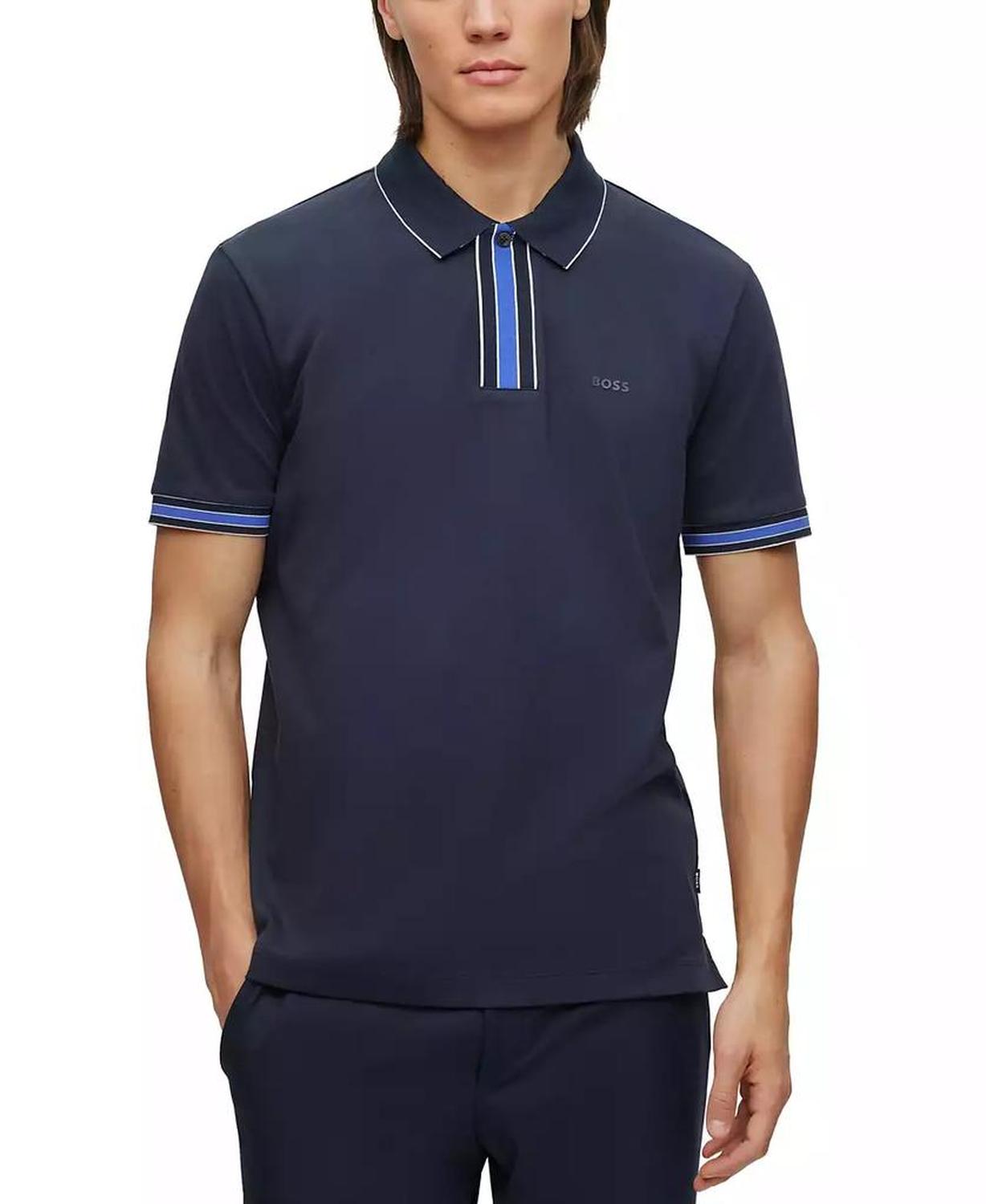 Men's Interlock-Cotton Contrast Tipping Polo