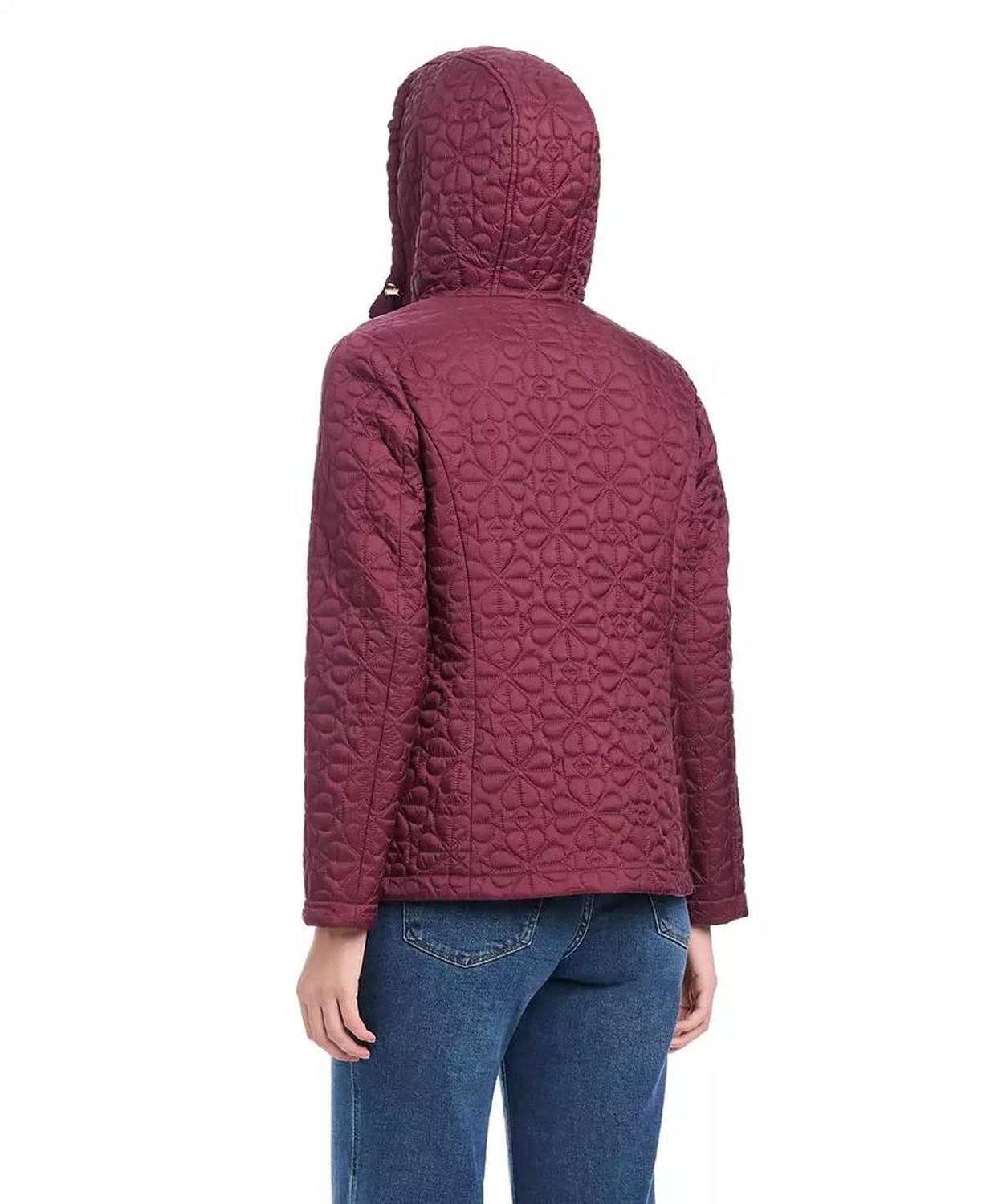 Women's Short Spade Flower Quilted Jacket W/ Hood