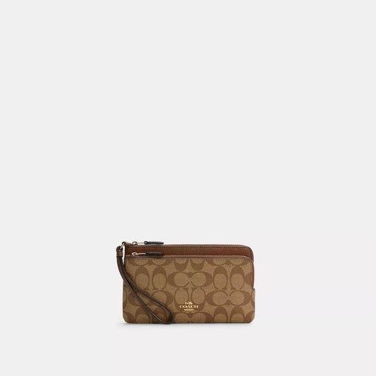 Coach Outlet Double Zip Wallet In Signature Canvas