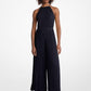 Pleated Embellished Georgette Halter Jumpsuit