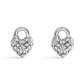 Faux Stone Signature Quilted Broken Heart Padlock Stud Earrings