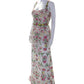Marchesa Notte Womens White Floral Lace Scoop Neck Sleeveless Gown Dress