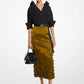 Hand-Embroidered Floral Crushed Duchesse Pencil Skirt