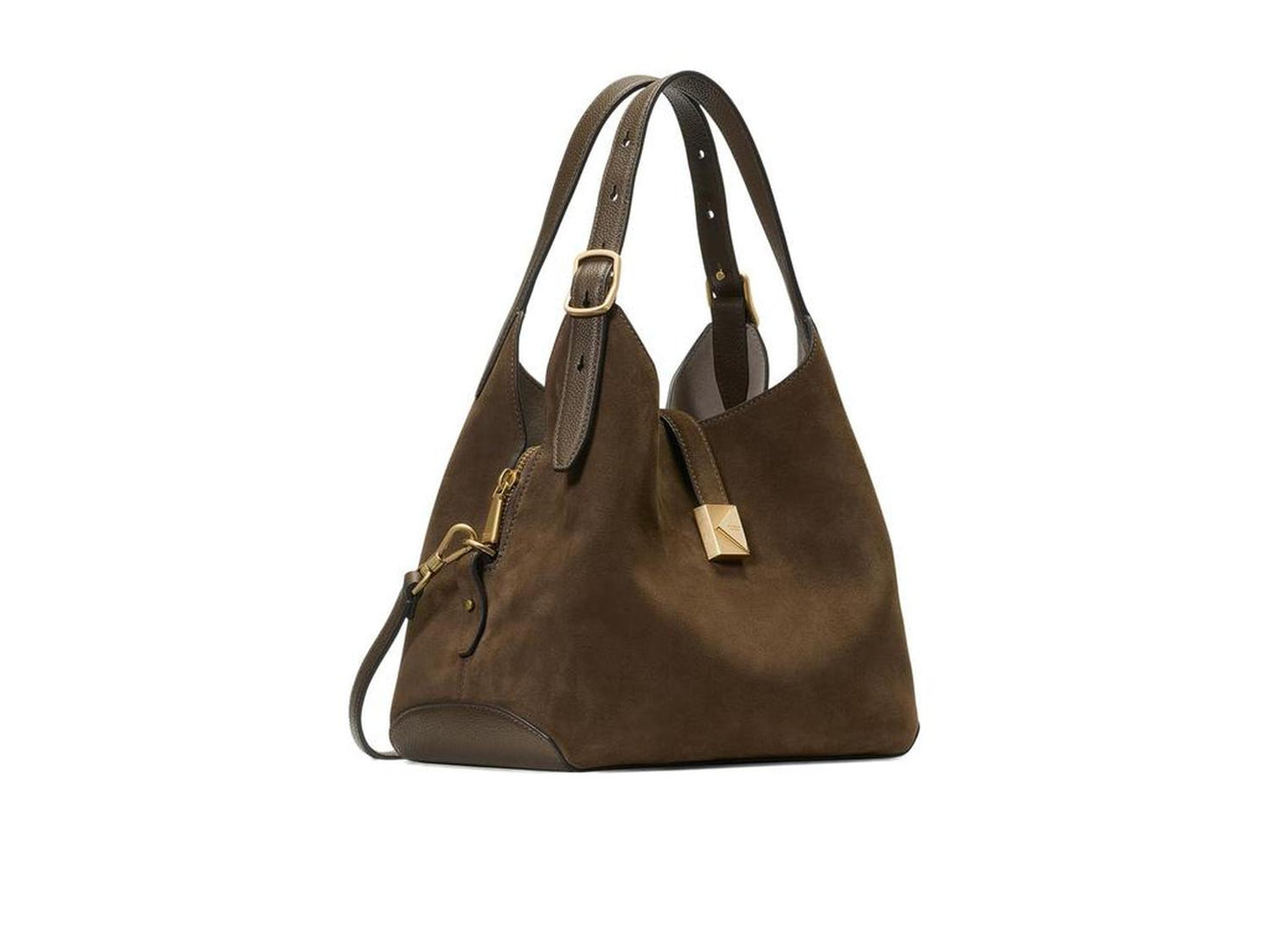 Deco Pebbled Leather And Suede Crossbody Tote