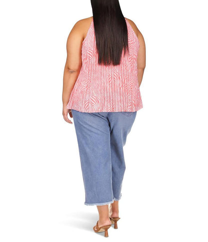 Plus Size Zebra Pleated Chain Top