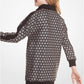 Metallic Logo Stretch Knit Zip Dress