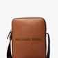 Cooper Logo Embossed Pebbled Leather Messenger Bag