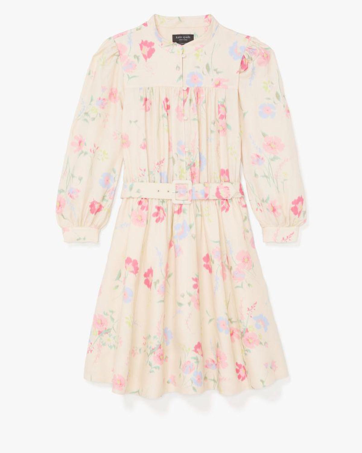 Whimsical Garden Belted Shirt Dress