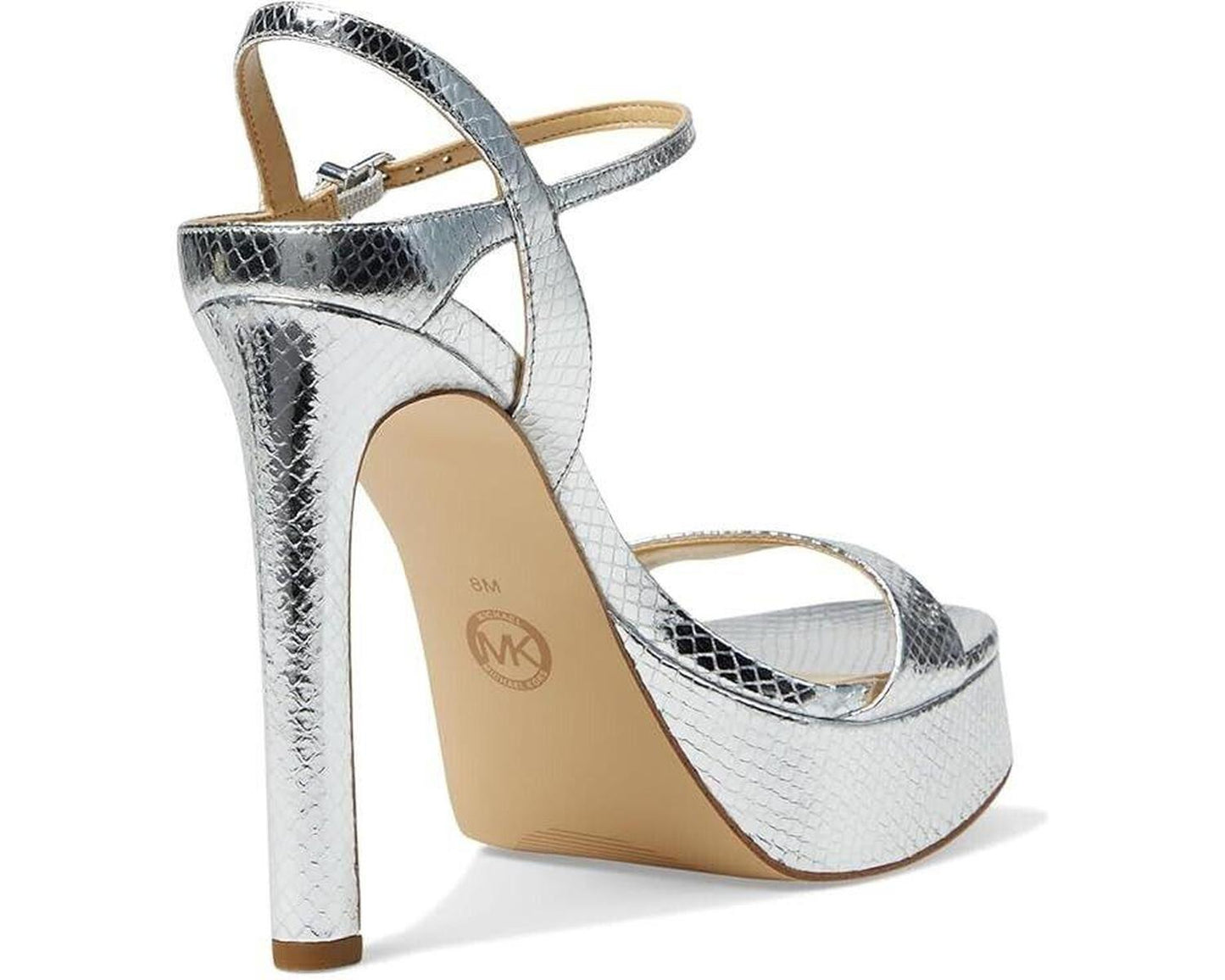 Amara 40S4AMHS2M-040 Sandal Womens 8 Silver Leather Platform ZPO893