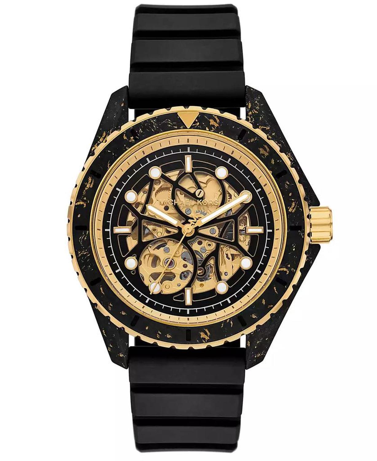 Men's Limited-Edition Maritime Three-Hand Black Silicone Watch 45mm