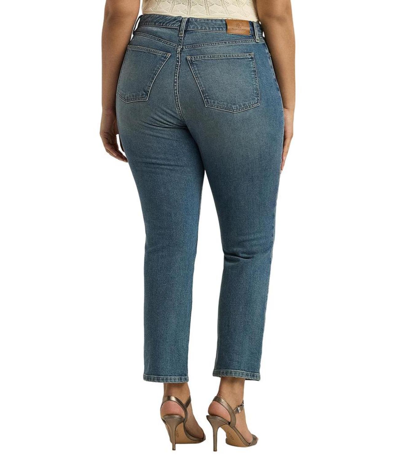 Plus Size High-Rise Straight Ankle Jeans