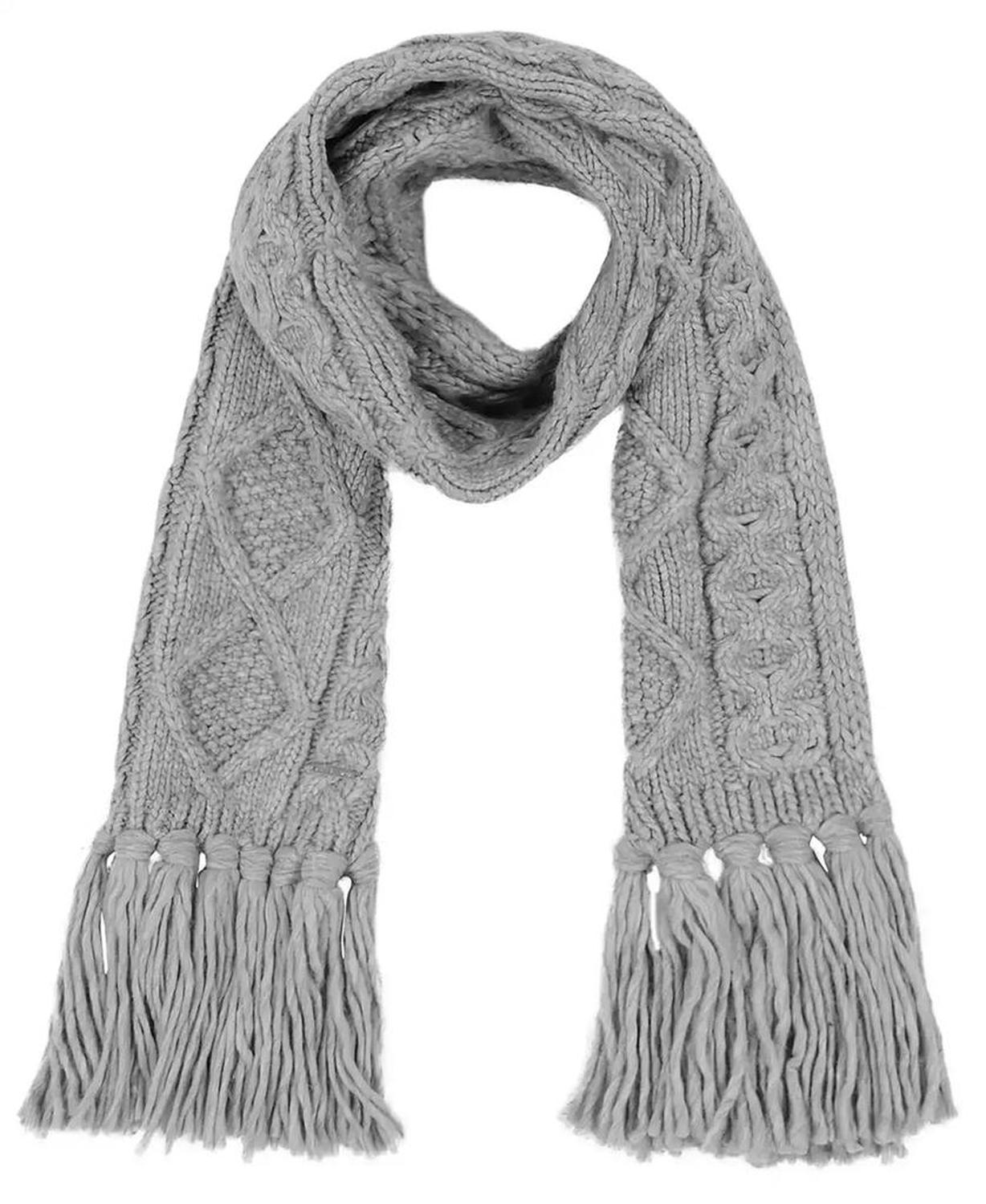 Women's Diamond Cable Fringe Scarf